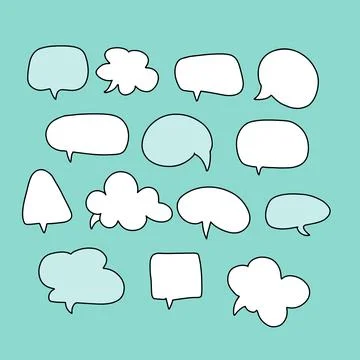 Cartoon text balloons, speech bubbles doodle vector set. Empty comic speach Stock Illustration