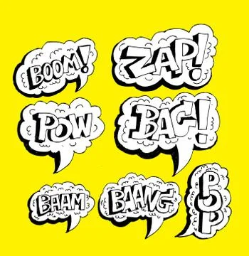 Cartoon text explosions comic bubble Illustrazione stock