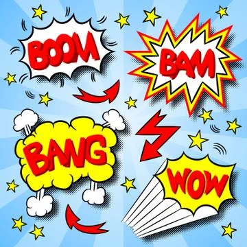 Cartoon text explosions Stock Illustration