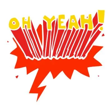 Cartoon text Oh Yeah! and speech bubble in retro style Stock Illustration