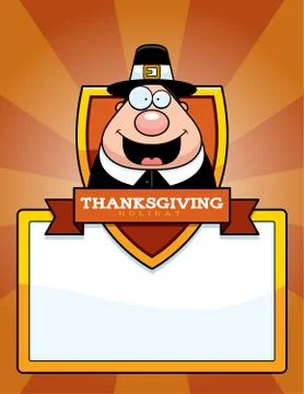 Cartoon Thanksgiving Pilgrim Graphic Stock Illustration