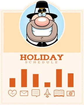 Cartoon Thanksgiving Pilgrim Graphic Stock Illustration