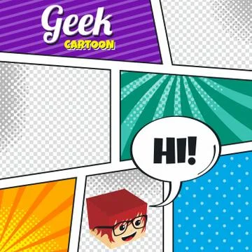 Cartoon theme comic template Stock Illustration