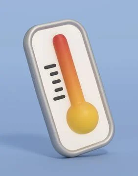 Cartoon thermometer isolated on blue background. 3D illustration Stock Illustration