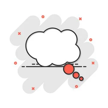 Cartoon thought bubble icon in comic style. Think sign illustration pictogram Stock Illustration