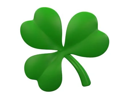 Cartoon three-leaf clover on a white background 3d rendering イラスト素材