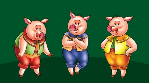 Cartoon. three piglets Stock Footage