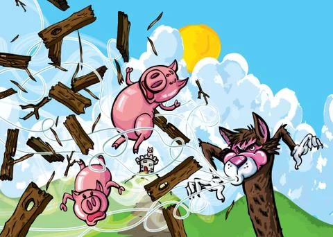 Cartoon of three pigs Stock Illustration
