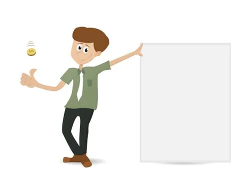 Cartoon throwing coin Stock Illustration