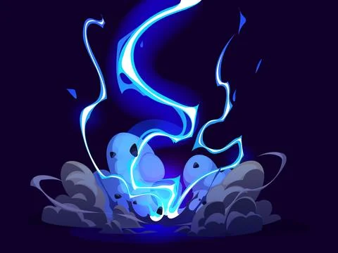 Cartoon thunder bolt effect, electric lightning Stock Illustration