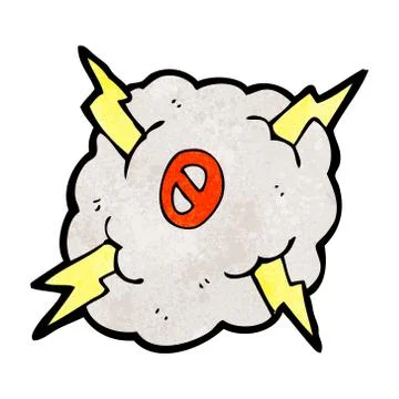 Cartoon thunder cloud with number zero Stock Illustration
