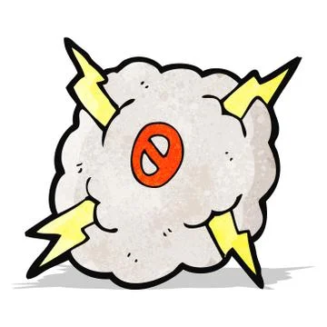 Cartoon thunder cloud with number zero Stock Illustration