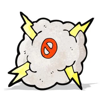 Cartoon thunder cloud with number zero Stock Illustration