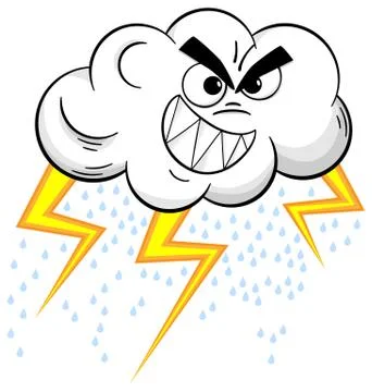 Cartoon thundercloud isolated on white Stock-Illustration