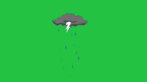 Cartoon Thunderstorm on Green Screen Видео 33444500