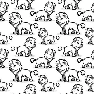 Cartoon Tiger Seamless Pattern Stock Illustration