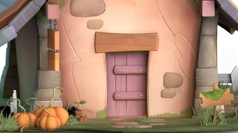 Cartoon tiny house photos Illustrazione stock