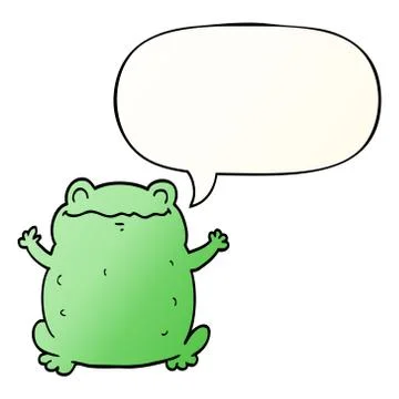 Cartoon toad and speech bubble in smooth gradient style Stock Illustration