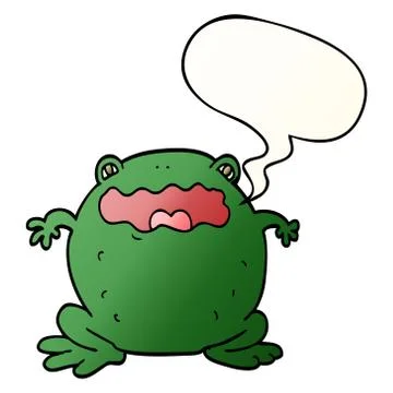 Cartoon toad and speech bubble in smooth gradient style Stock Illustration