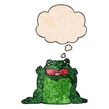 Cartoon toad and thought bubble in grunge texture pattern style Illustrazione stock