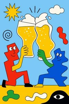 Cartoon Toast with Beer Stock Illustration