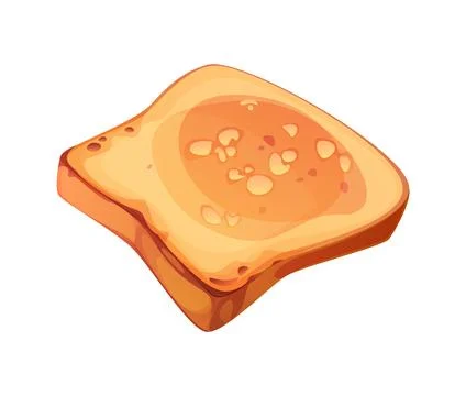 Cartoon toast bread slice, vector baked food piece Illustrazione stock