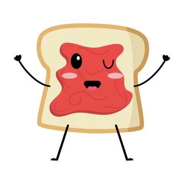 Cartoon toast with jam. Vector Stock Illustration