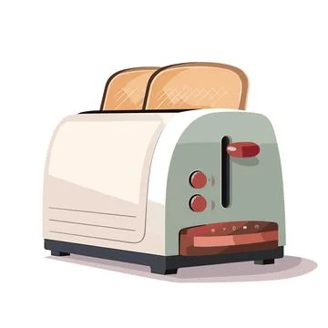 Cartoon Toaster with Bread Vector Illustration Stock Illustration