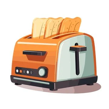 Cartoon Toaster with Bread Vector Illustration Set Stock Illustration