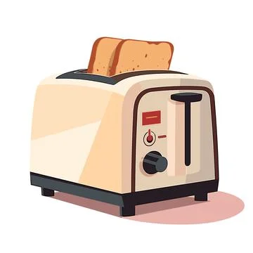 Cartoon Toaster with Two Toasts Vector Illustration Illustrazione stock