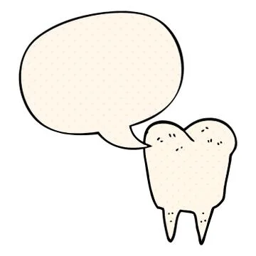Cartoon tooth and speech bubble in comic book style Illustrazione stock