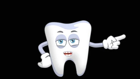 Cartoon Tooth Right Pointer No Gesture Speak Animation with Alpha channel Video stock 94828649