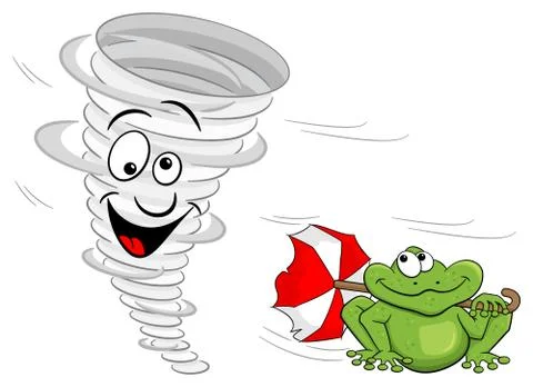 Cartoon tornado with frog Illustrazione stock