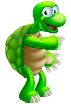 Cartoon tortoise or turtle pointing Stock Illustration