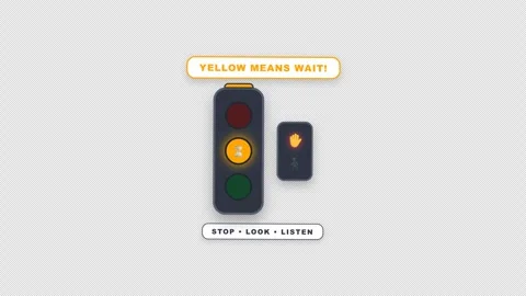 Cartoon Traffic Light and Crossing Guard Safety Lesson Loop with cars 4K Alpha Stock Footage 346594598