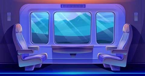 Cartoon train interior at night Stock Illustration