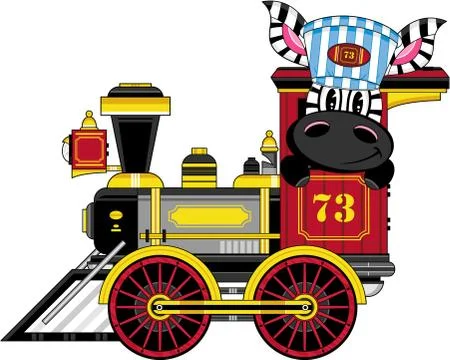 Cartoon Train with Zebra Driver Illustrazione stock