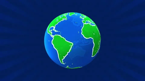 Cartoon Transparent Globe Over Blue Sunrays - LOOP Stock Footage 49492883
