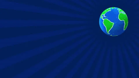 Cartoon Transparent Globe Upper Right Over Blue Sunrays - LOOP Stock Footage 49492466