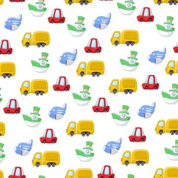 Cartoon transport pattern Stock Illustration