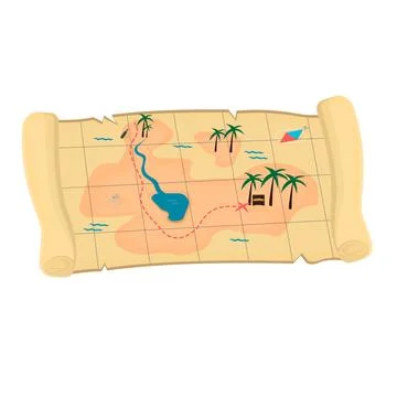 Cartoon treasure map Stock Illustration