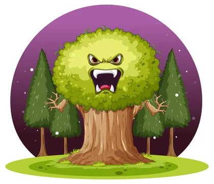 Cartoon Tree with Angry Face Vector Stock-Illustration