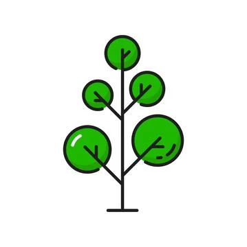 Cartoon tree green linear forest park object icon Stock Illustration