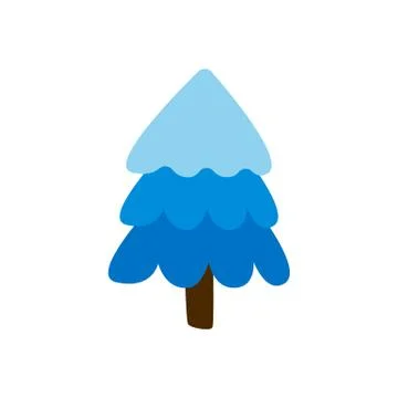 Cartoon tree isolated on white background. Fir in flat style symbol. Stock Illustration