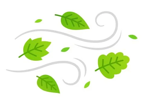 Cartoon tree leaves in the wind Illustrazione stock