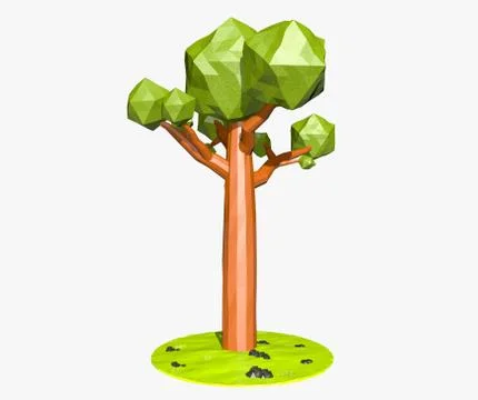 Cartoon tree low poly Stock Illustration