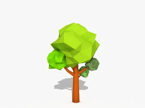 Cartoon tree low poly style Stock Illustration