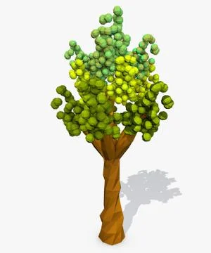 Cartoon tree low poly style Illustrazione stock