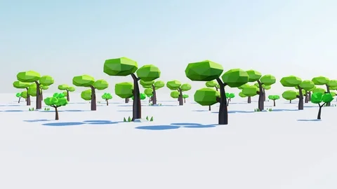 Cartoon Tree Low Polygon Stock-Footage 123152080