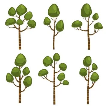 Cartoon Tree Set Stock Illustration